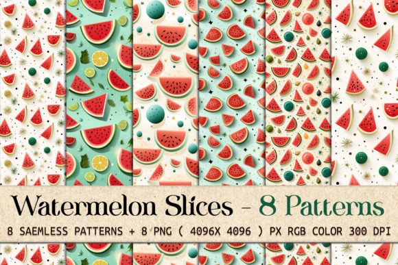 Fresh Watermelon Slices Seamless Patterns for Modern Design