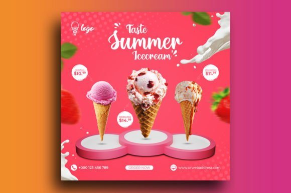 Ice Cream Sale Social Media Post: A Clean Template for Designers